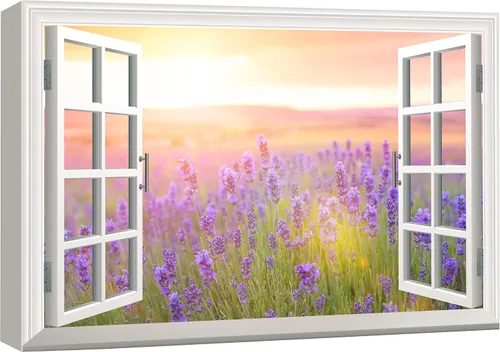Vista 47 de wall26 - Cuadro en lienzo para pared, vista de ventana, río neón turquesa, rápido, bosque, lago, arroyo, naturaleza salvaje, fotografía, realismo