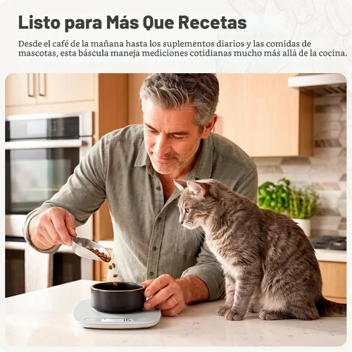 Vista 5 de Greater Goods Báscula de alimentos – Báscula digital de cocina, precisión de 1g (0.035 oz), tara fácil y conversión rápida, diseño compacto delgado