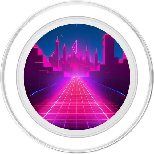 Vista 2 de Retrowave Street 80s Vaporwave Synthwave PopSockets MagSafe PopGrip for iPhone