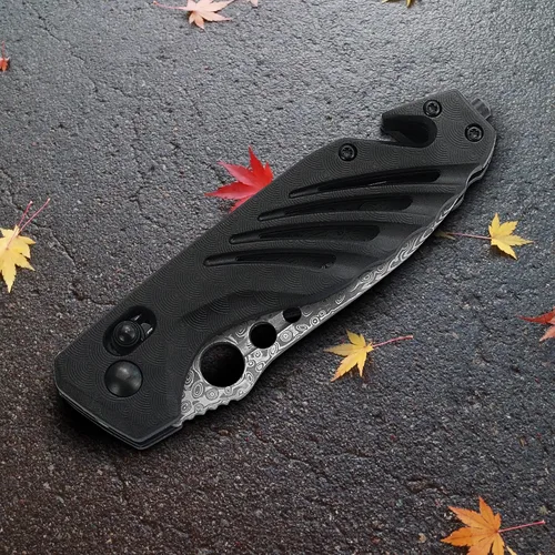 Vista 5 de Cuchillo plegable de bolsillo de Damasco para hombre, AXIS Lock