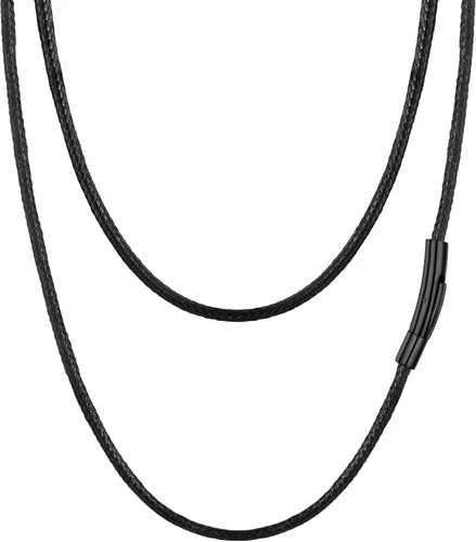 Vista 21 de PROSTEEL Collar de cuero impermeable para hombre, 0.079 in/0.118 in, 16 a 30 pulgadas, con cierre de acero inoxidable, cadena de bricolaje