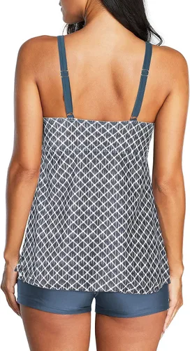 Vista 4 de American Trends Trajes de baño de dos piezas para mujer, tankini de talla grande, con control de abdomen