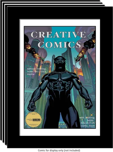 Vista 7 de Creative Picture Frames [8x12bk-b] Marco de cómic para coleccionistas con alfombrilla negra, inserto para cómic de 6.6 x 10.1 pulgadas con soporte