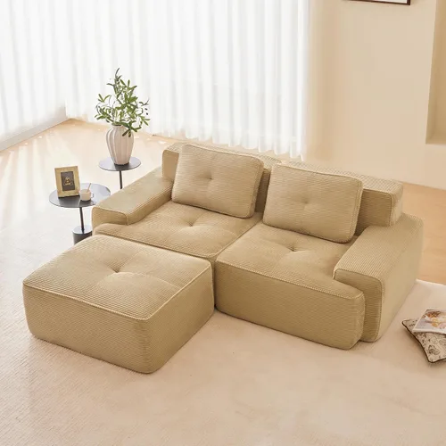 Vista 26 de Sofás modulares convertibles de 82 pulgadas, sofás en forma de L de asiento profundo para sala de estar, sofá moderno de 2 plazas con 1 otomana