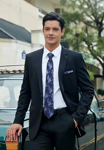 Vista 6 de Corbatas florales tejidas clásicas para hombre, corbata cuadrada de bolsillo, corbatas formales para hombres, boda con pañuelo