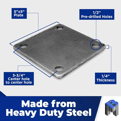 Vista 5 de Placa base de metal cuadrada soldable de 5 x 5 pulgadas - Placa de acero A36 - Base de placa de acero de alta calidad para soporte de estructura 4