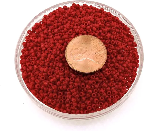 Vista 5 de Granate Red Opaque Miyuki - Cuentas de cristal redondas japonesas de rocailles 11/0, tubo de aproximadamente 0.85 oz y 5 pulgadas