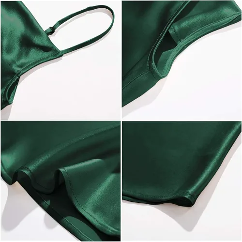 Vista 5 de Camisola sexy de seda sin mangas sin mangas con suave satén
