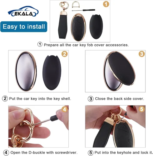 Vista 3 de EKALA Funda para llavero Hyundai, funda de TPU suave para llavero con llavero de cuero para Hyundai Loniq 6 Grandeur GN7 KONA Elanrtra Santa Fe