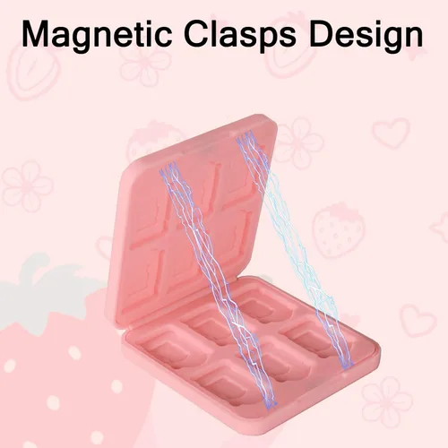 Vista 5 de TIKOdirect Game Card Case for SwitchSD Cards, Newest Portable Case Storage 12 Game Cards Holders Pretty Cute Hard Shell with Magenic Closure, Pink