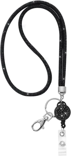Vista 12 de SAVORI Cordón de llavero brillante de 32.9 pulgadas, con diamantes de imitación de cristal, correa para el cuello para mujeres, niños, profesores