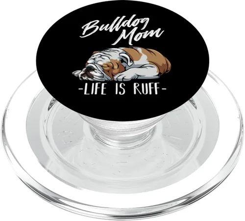 Vista 8 de Regalo de Bulldog Inglés divertido Bulldog Ropa Bulldog Mamá Life Is Ruff PopSockets Agarre y soporte para teléfonos y tabletas, Negro