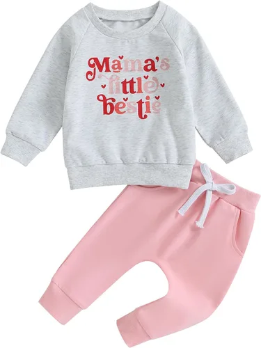 Vista 34 de GOOCHEER Conjunto de ropa de manga larga para niña pequeña, camisa y pantalones para niña, conjunto de ropa de primavera, otoño e invierno