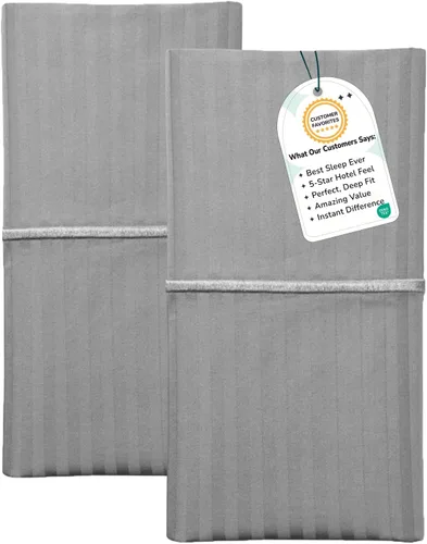 Vista 30 de Feather & Stitch - Juego de 2 fundas de almohada estándar de 100 % algodón, 500 hilos, fundas de almohada suaves con cierre tipo sobre, suaves