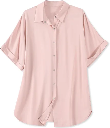Vista 23 de Blusa suave casual de manga corta con broche frontal para mujer