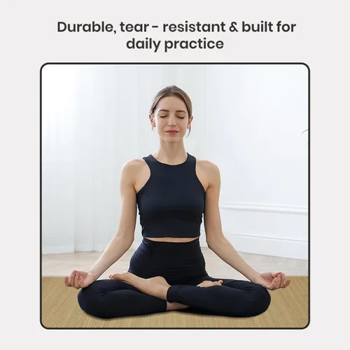 Vista 3 de LFH Home Handmade Straw Yoga Mat For Exercise, Workout, Fitness - Perfect Heavy Quality Eco Friendly Natural Straw Reversible Yoga Mat for Men &