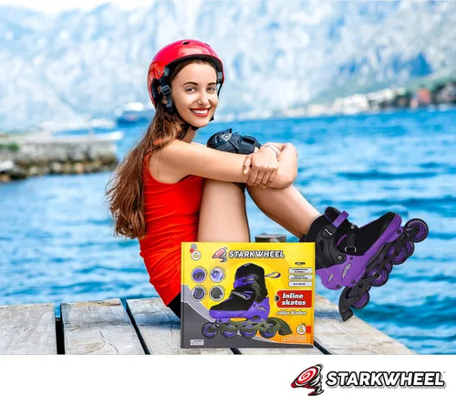Vista 4 de Patines en línea ajustables para niños, adultos y adolescentes, ruedas de patinaje con luz completa, patines para exteriores para hombres y mujeres