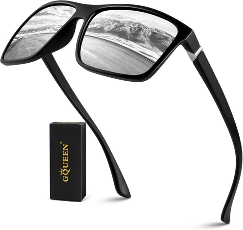 Vista 11 de GQUEEN - Lentes de sol polarizados retro para hombre y mujer, con protección UV400, marco cuadrado rectangular