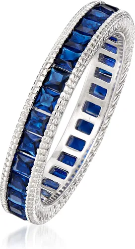 Vista 3 de Ross-Simons 1.40 ct. t.w. Simulated Sapphire Eternity Band in Sterling Silver