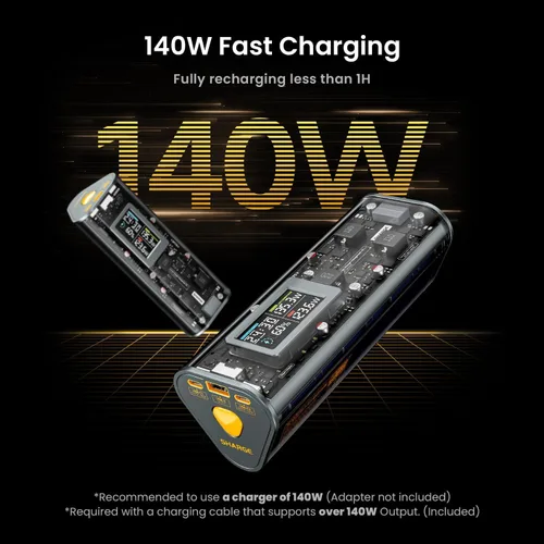 Vista 3 de Sharge ek 170 Power Bank y Pixel 140 GaN Charger Bundle