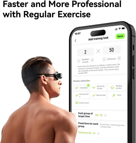 Vista 4 de Holoswim Gafas de natación inteligentes 2S, pantalla digital de datos en tiempo real, gafas inteligentes AR con aplicación de análisis de datos AI