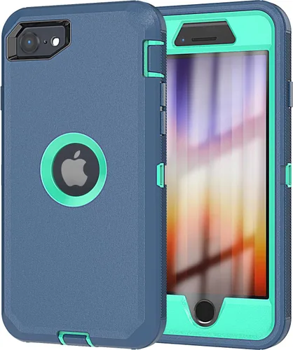 Vista 12 de YmhxcY Funda para iPhone SE 2022/2020, iPhone 8/7 con protector de pantalla integrado a prueba de caídas, 3 capas de cubierta duradera, a prueba