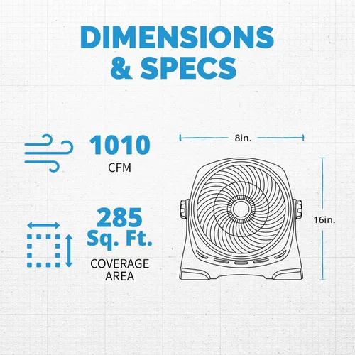 Vista 4 de NewAir Potente ventilador portátil de circulación de aire de 12 pulgadas en blanco Montaje en pared, pivote de 360°, hasta 40 pies de alto flujo