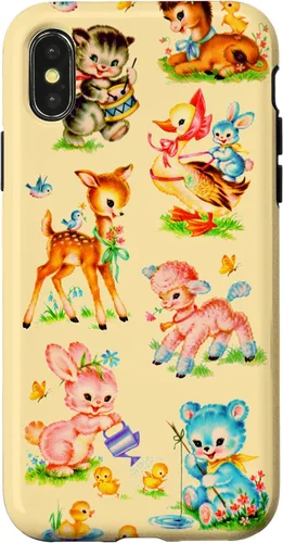 Vista 5 de Vintage Baby Animals Nursery 50's Retro Yellow Case for iPhone 17