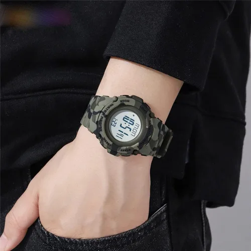 Vista 3 de Reloj deportivo multifunción para hombre, cronómetro militar, alarma, calendario, resistente al agua