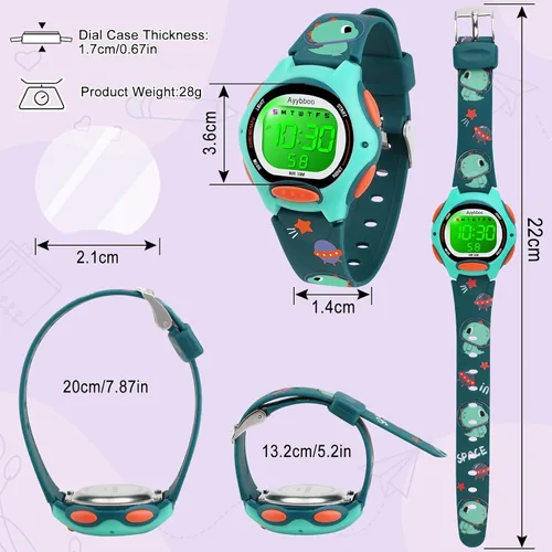 Vista 4 de Kids Watch Digital with Cartoon Band, Colorful LED Lights 30M Waterproof, Alarm Clock, Sport Watch with Stopwatch, Cute Child Presents for Girls