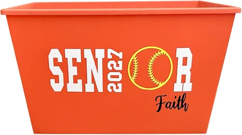 Vista 6 de Cesta de regalo deportiva personalizada con nombre de equipo de sóftbol, para graduados de 2027, contenedor de decoración, contenedor de regalo