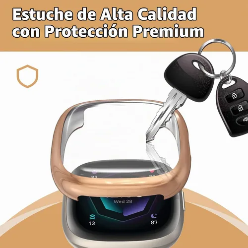 Vista 5 de Paquete de 5 fundas protectoras de pantalla de silicona compatibles con Fitbit Sense 2/Versa 4, cobertura completa, HD, ultrafina, TPU, compatible