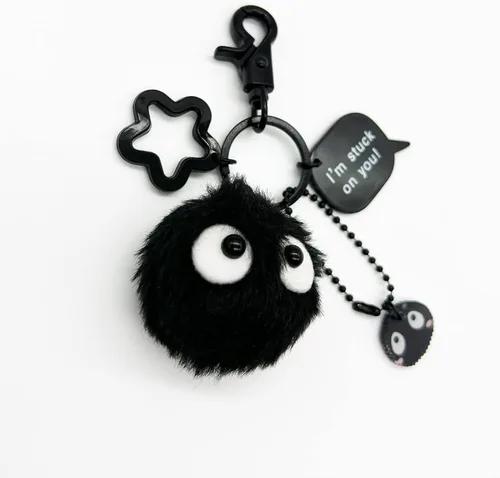 Vista 3 de YJacuing Llavero de peluche Dust Bunny Soot Sprite (estilo A)
