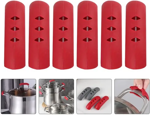 Vista 3 de Tofficu Fundas de silicona resistentes al calor, paquete de 6 fundas antiquemaduras para una cocción segura y un agarre cómodo en asas de utensilios