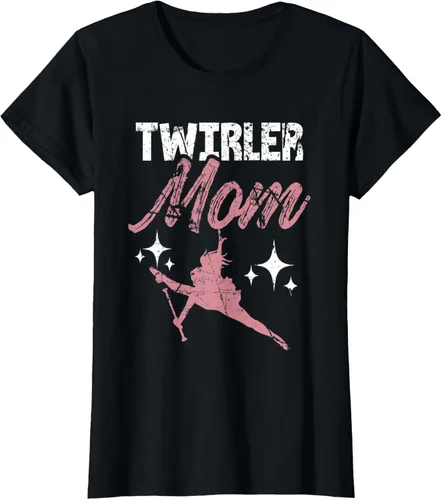 Vista 31 de Twirler Mom Baton Madre Majorette Funny Gymnastic Twirling T-Shirt Negro
