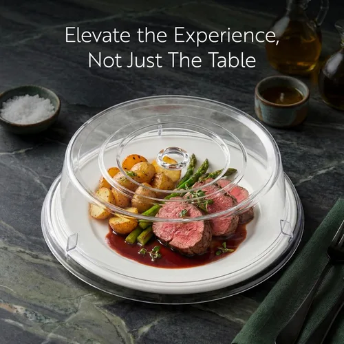 Vista 7 de Restaurantware Cater Tek - Cubierta de placa de policarbonato de 9.4 pulgadas, 1 cubierta de plato inastillable, lavable en lavavajillas para placa