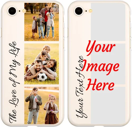 Vista 22 de Funda de teléfono con foto personalizada para iPhone 7 8 SE 2020 2022, imagen/texto personalizado, cubierta negra suave y delgada, regalo único