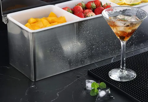 Vista 3 de New Star Foodservice Dispensadores de condimentos de grado restaurante con múltiples compartimentos (plata, 3 compartimentos)