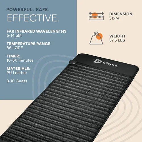 Vista 4 de Lifepro Alfombrilla térmica portátil de infrarrojos lejanos - Alfombrilla con almohadillas térmicas de infrarrojos lejanos - Dispositivo de terapia