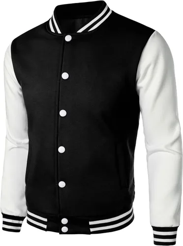 Vista 2 de HOOD CREW Chaquetas universitarias de moda para hombre, abrigo casual de béisbol