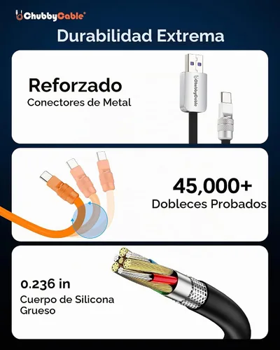 Vista 7 de chubbycable Cable corto USB C a C de 240 W, color naranja, 20 pulgadas Para iPhone 18/17/16/15 Series, MacBook Pro/Air, Galaxy S26/S25/S24, cable