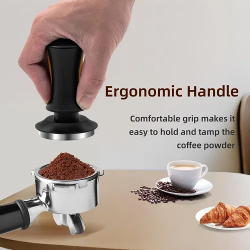Vista 5 de Mcbazel Tamper de café expreso de 2.087 in, manipulador de café barista prémium con resorte de 25 libras, base de acero inoxidable 100%