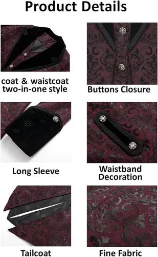 Vista 5 de SUPLEAP Chaqueta steampunk gótica medieval victoriana para mujer
