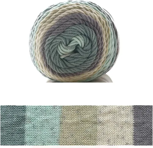 Vista 28 de Hilo de color de algodón para tartas, hilo multicolor arcoíris para tejer y tejer a ganchillo, 2 bolas de 7.05 oz, 45% algodón, 55% acrílico, hilo