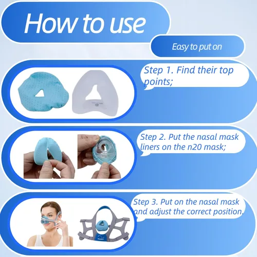 Vista 3 de Paquete de 4 protectores nasales CPAP compatibles con cojines de máscara nasal N20 de tamaño pequeño. Disfruta de una comodidad sedosa, reduciendo