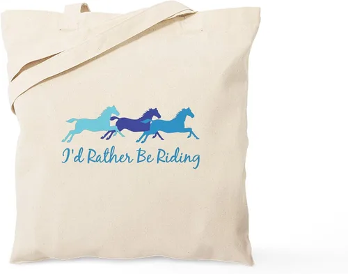 Vista 23 de CafePress Id Rather Be Riding! Bolsa de mano de caballo Bolsa de lona natural, bolsa de compras de tela, Caqui