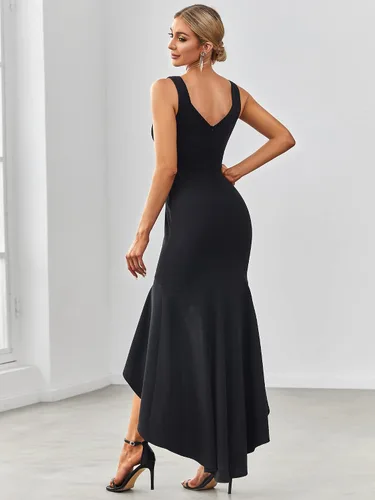 Vista 2 de Alisapan Vestidos formales largos con cuello en V para mujer, sin mangas, elásticos, sin mangas, 00011