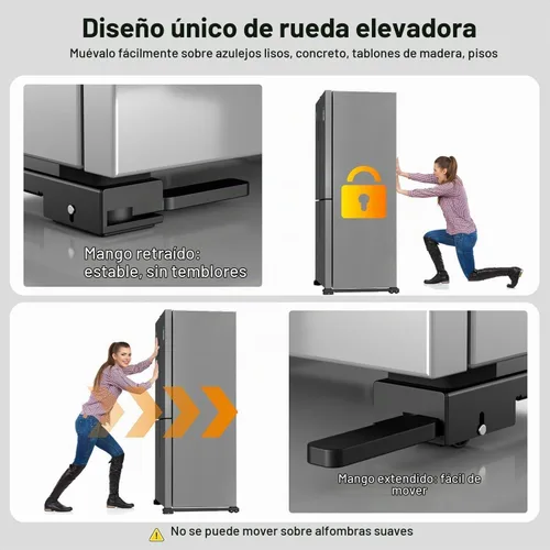 Vista 4 de Rodillos de electrodomésticos resistentes, deslizadores extensibles más recientes, base de lavadora elevable, mover fácilmente máquinas de lavadora