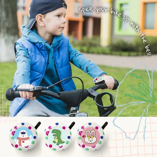 Vista 6 de ONIPAX Timbre de bicicleta con sonido fuerte, oso polar, conejo, dinosaurio, lindo anillo de bicicleta de dibujos animados para adultos o niños