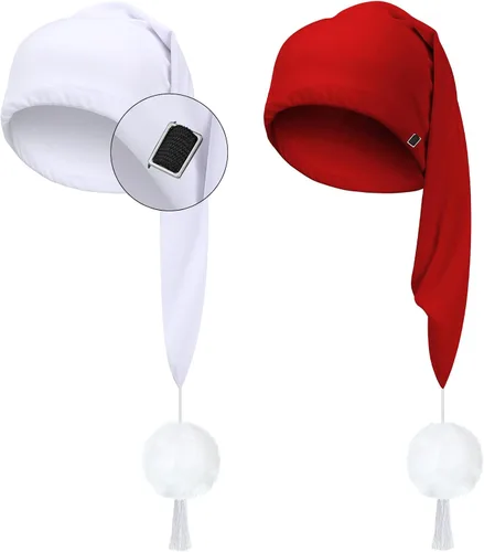 Vista 9 de Geyoga Gorro de dormir de noche de seda ajustable con cordón ajustable para hombre con bola de pompón para uso diario Negro